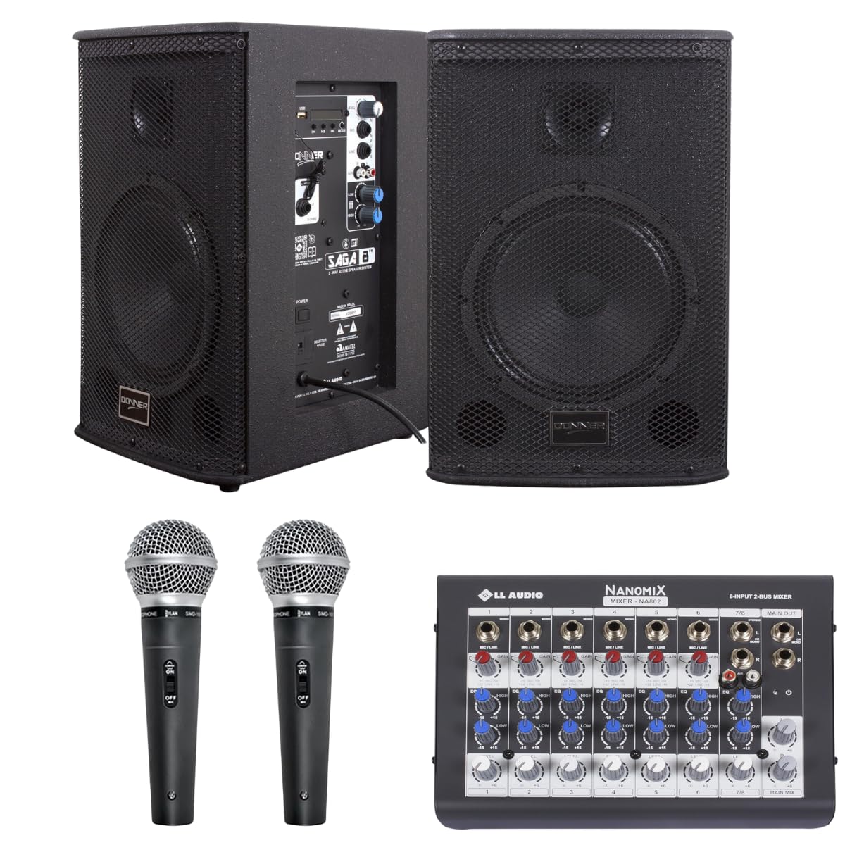 Kit Ativa Passiva Donner Saga 8 225W 110V/220V Microfones Dylan